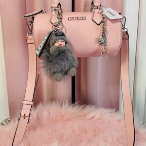 Guess Pink Crossbody Barrel Bag with Charm